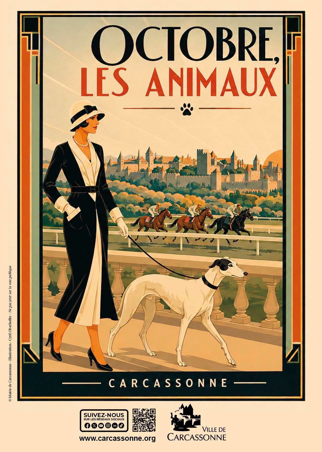 Déambulation maître et chien dans les rues du centre-ville de Carcassonne